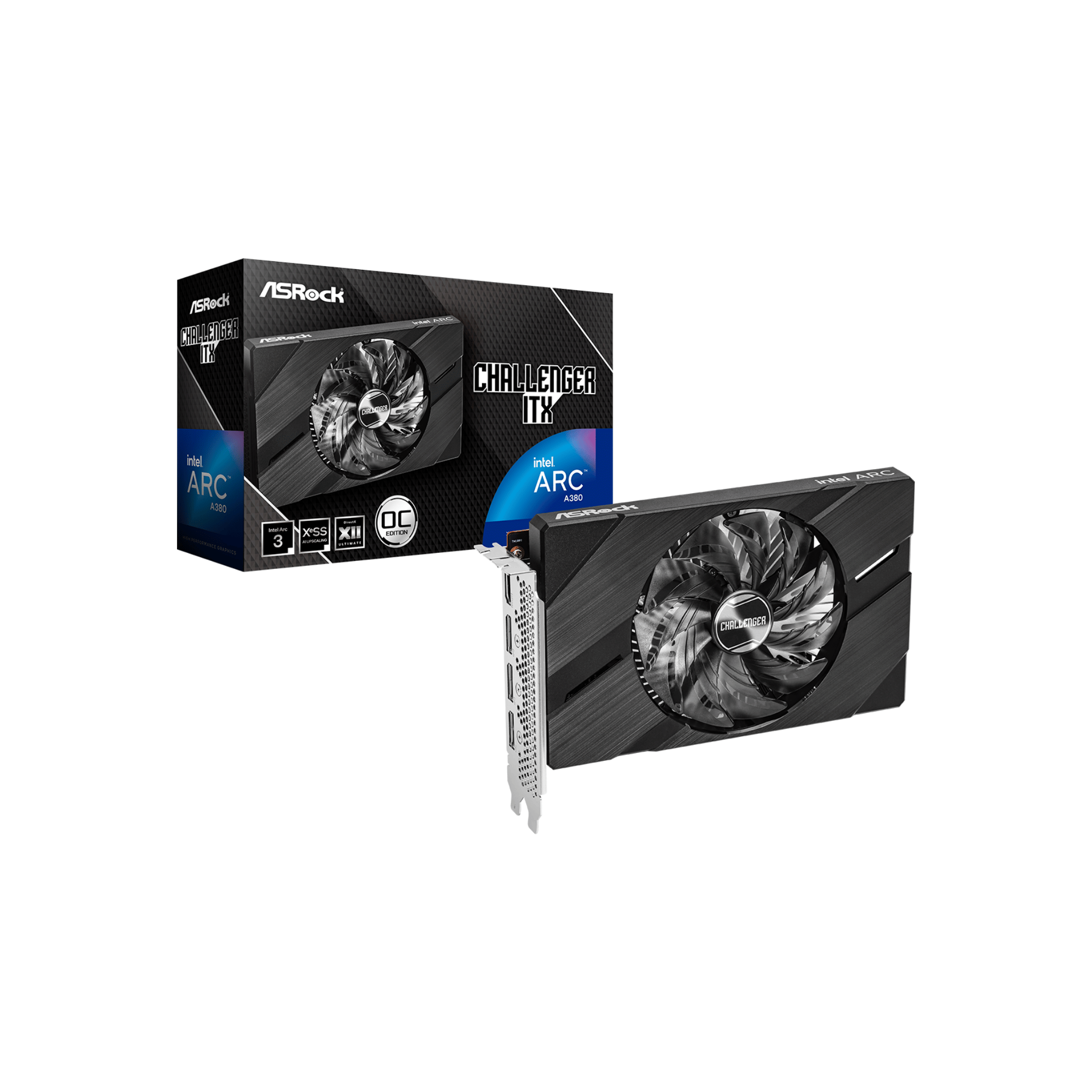 Asrock Intel Arc A380 Challenger OC ITX GDDR6 6gb Graphics Card A380 CLI 6GO Asrock Intel Arc A380 Challenger OC ITX GDDR6 6gb Graphics Card A380 CLI 6GO